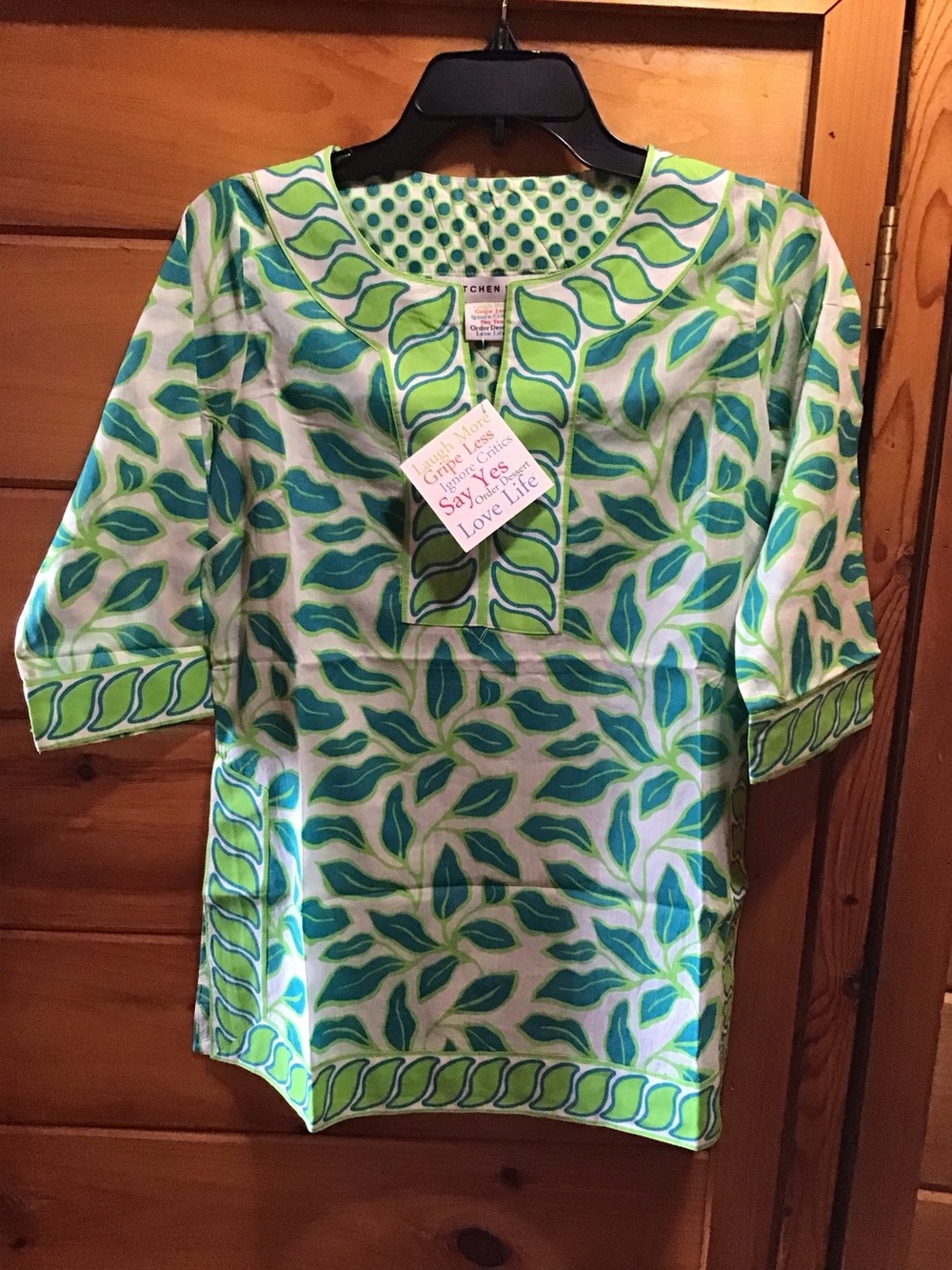 Gretchen Scott Designs Green and Teal Leaf-Print Tunic